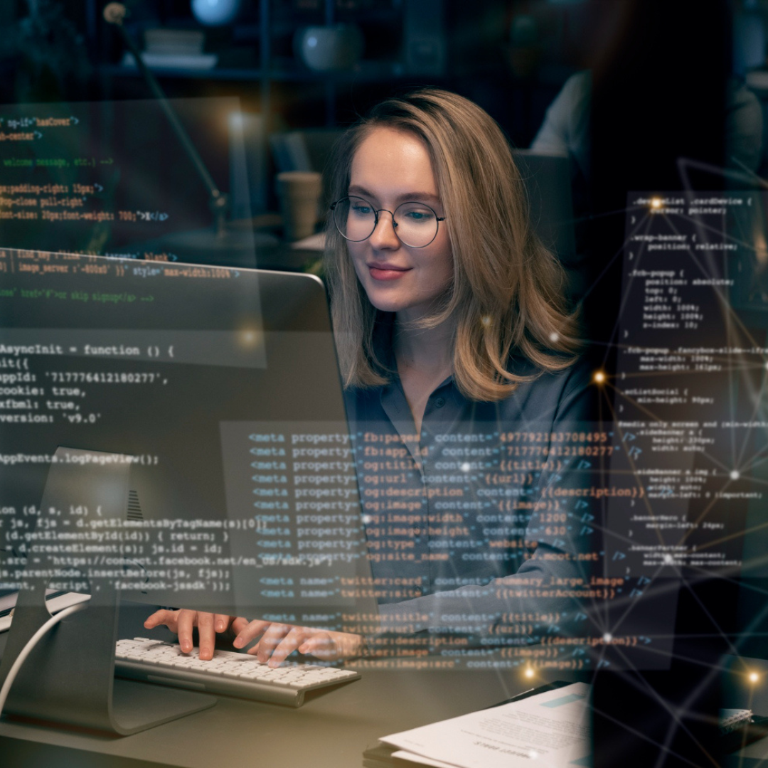 Developer working with code and programming interfaces showing strong technical foundations