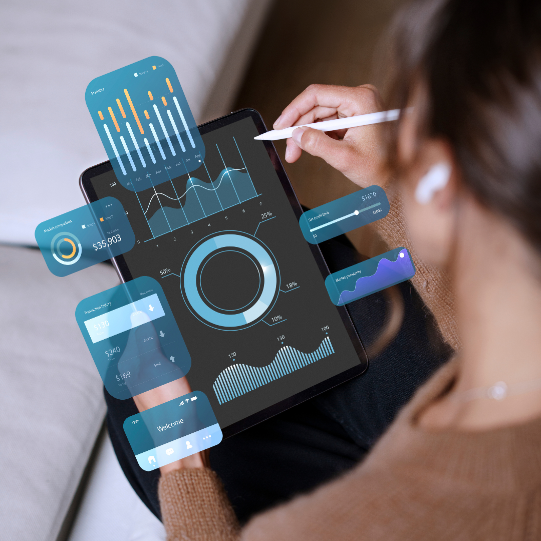User interface design with tablet showing seamless user experience and journey mapping
