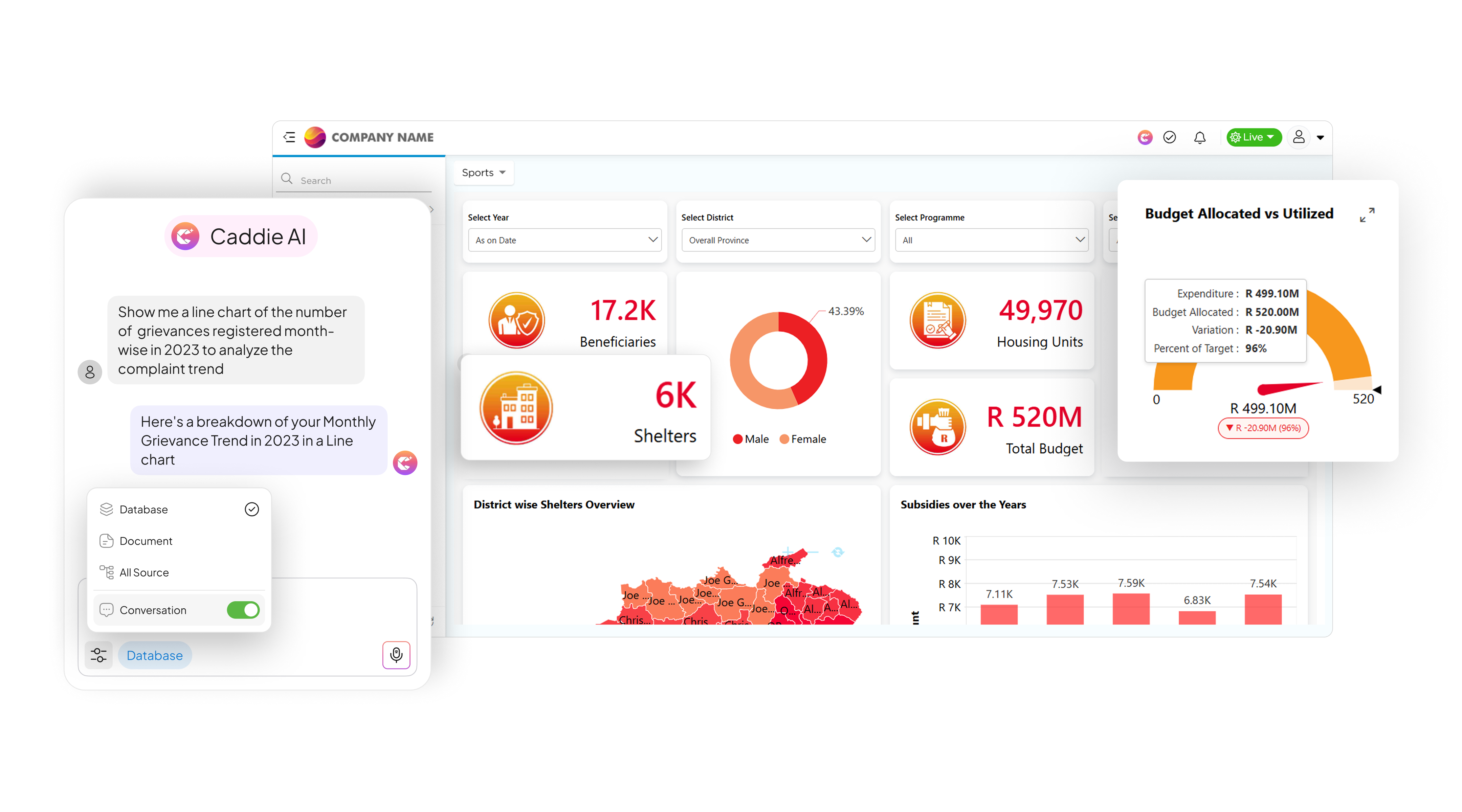 Caddie AI analytics interface