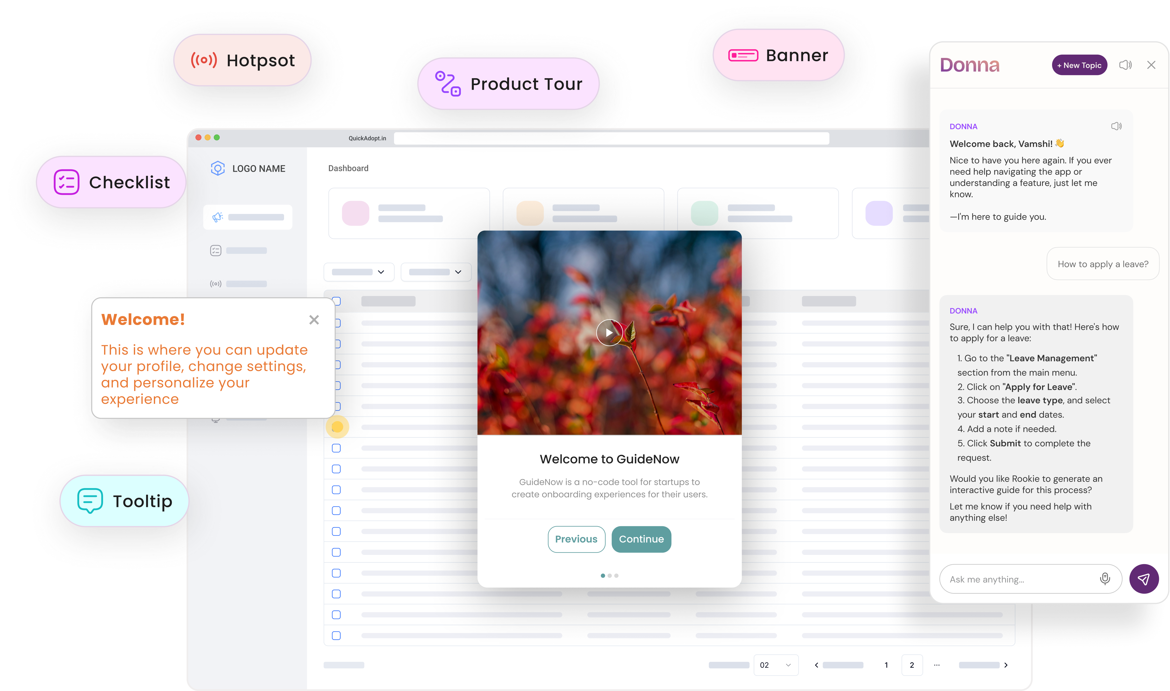 GuideNow user guidance interface